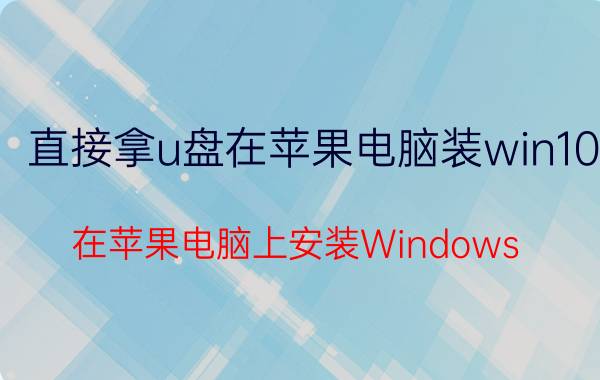 直接拿u盘在苹果电脑装win10 在苹果电脑上安装Windows 10